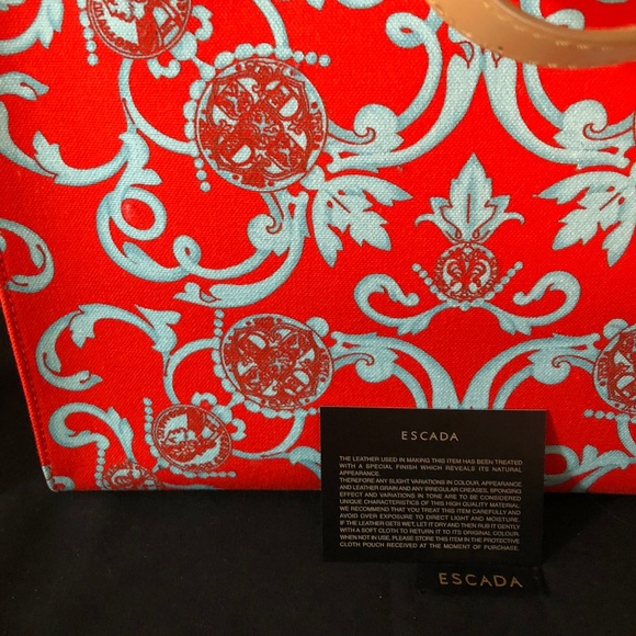 ESCADA "GLADIOLA" CANVAS & LEATHER HERITAGE WOW! - Picture 3 of 8